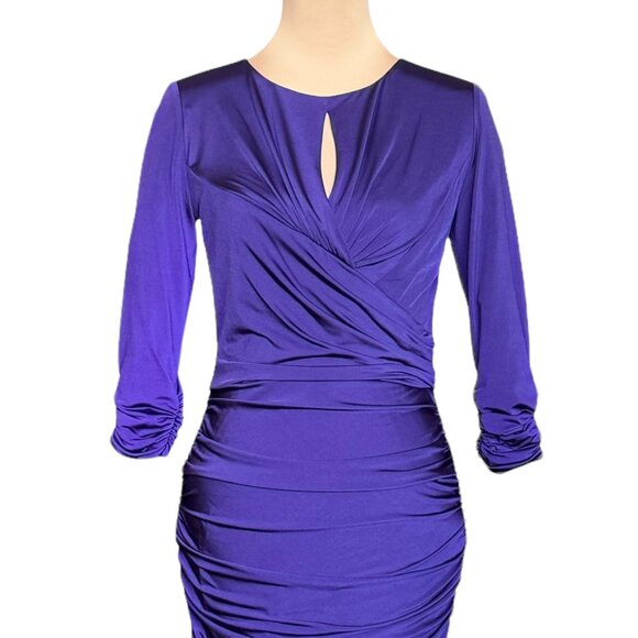 NWT Tadashi Shoji Sheath Dress Sz S Purple Keyhole Ruching Event Formal Party - Picture 5 of 14
